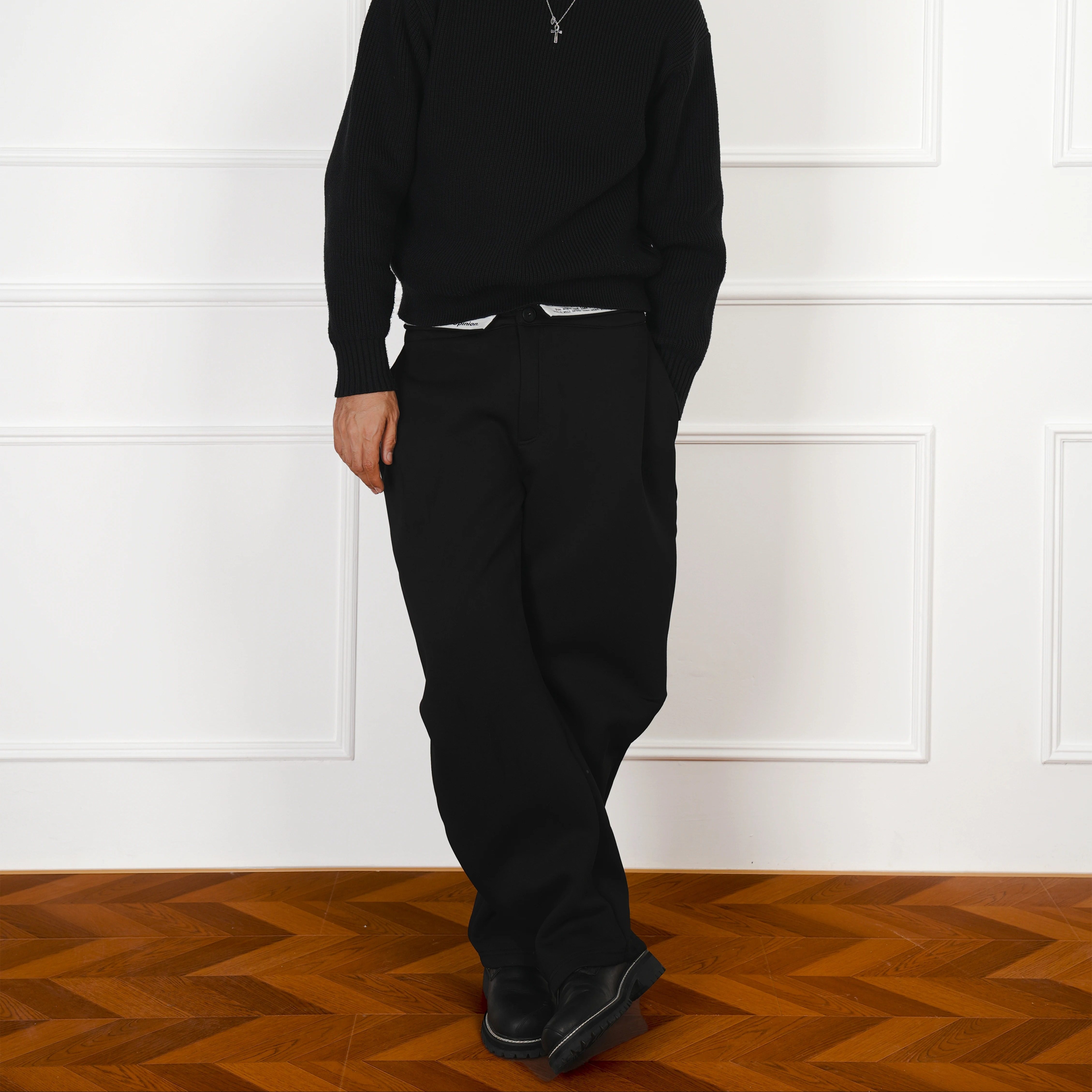 BK2025冬季翻边针织特殊腰头褶皱弯道宽松休闲空气层西裤长裤,男装,西裤,淘宝优惠券,粉丝福利购,淘宝优惠卷