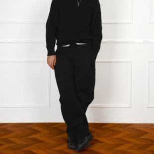 长裤 BK2025冬季 翻边针织特殊腰头褶皱弯道宽松休闲空气层西裤