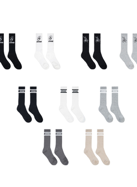 STA2025夏季基础系列提花中筒长袜均码男女通用运动休闲日常