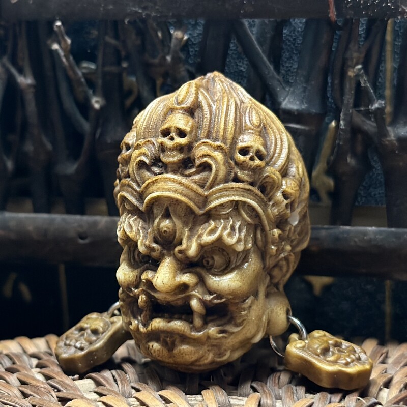 鹿角配饰做旧大黑天三通佛头隔珠菩提金刚百香籽DIY配件