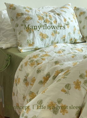 月光集【满溪】春夏全棉有氧双层纱碎花四件套纯棉小清新被套床品