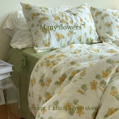 月光集【满溪】春夏全棉有氧双层纱碎花四件套纯棉小清新被套床品