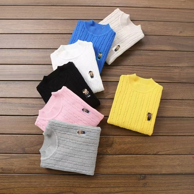 儿童套头纯棉毛衣男童秋冬白色针