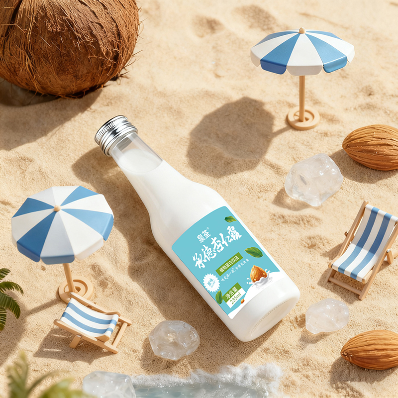 顺天宫坊产泉荃承德特产杏仁露235ml*15瓶原味饮料植物蛋白玻璃瓶