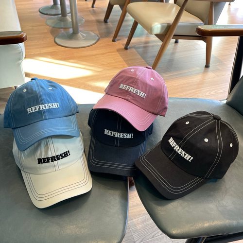 2025韩国东大门代购ins风复古REFRESH棒球帽鸭舌帽休闲帽时尚百搭