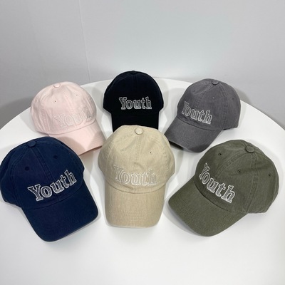 2025韩国东大门代购ins风复古Youth棒球帽鸭舌帽休闲帽时尚百搭