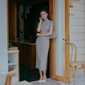 春夏短袖 通勤棉绸旗袍裙 连袖 复古日常港式 嘉怡 有省中款 茉茉旗袍