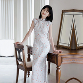 复古日常亚麻旗袍 侧拉链有省中长款 小红果 小连袖 茉茉春夏季