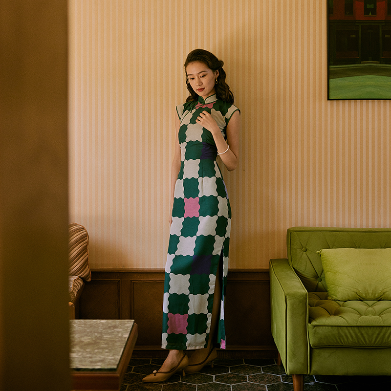 茉茉半开襟民国日常轻熟雪纺旗袍