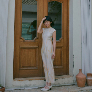 文艺复古日常天丝旗袍 有省半开襟中长款 梳云 春夏小连袖 茉茉旗袍