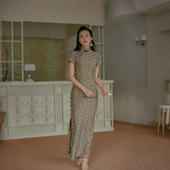 复古日常云锦缎老旗袍 茉茉旗袍 全开襟盘扣长款 连袖 昙华 春夏短袖