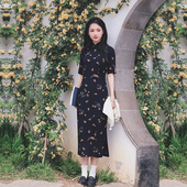 茉茉春夏 初梅 复古日常棉绸旗袍 四分连袖 有省半开襟中长款