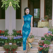 复古浪漫日常苎麻旗袍 有省侧拉链嵌条中长款 星染 小连袖 茉茉春夏