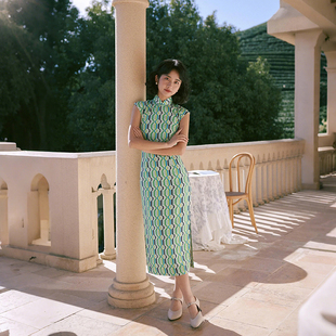 茉茉春夏新 小连袖有省侧拉链中长款 复古日常港式棉绸旗袍 宁夏