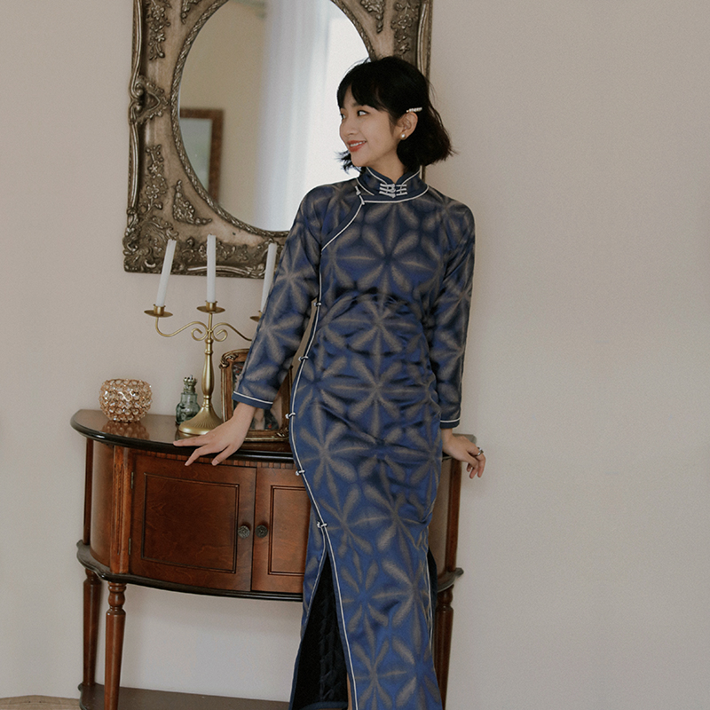 茉茉无省全开襟复古日常夹棉旗袍