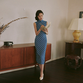 雅宝 茉茉春夏 复古南洋日常港式 完全无袖 棉绸旗袍 有省半开襟中款