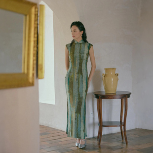 茉茉旗袍 春夏小连袖有省半开襟长款民国复古日常人丝棉旗袍 秋树