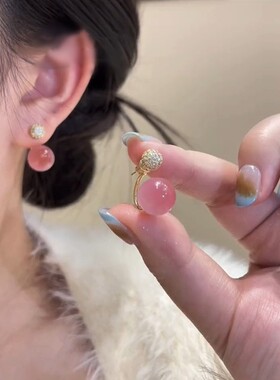 奥特莱斯品牌折扣店撤柜清仓捡漏粉色锆石耳饰outlets轻奢女耳钉1