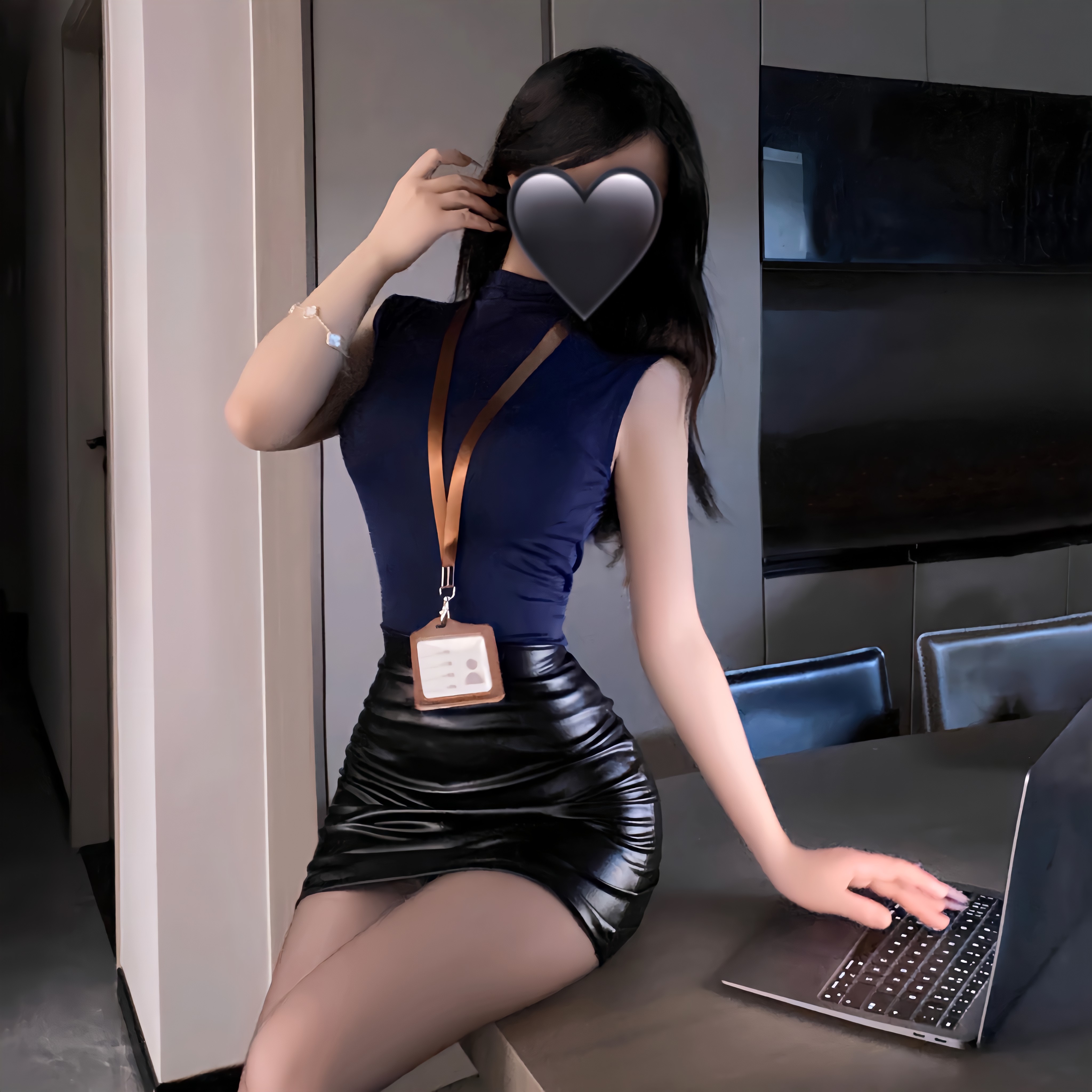 秘书ol制服套装紧身半高领无袖T恤上衣高弹力西装包臀裙半身短裙
