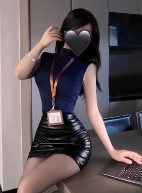 秘书ol制服套装紧身半高领无袖T恤上衣高弹力西装包臀裙半身短裙