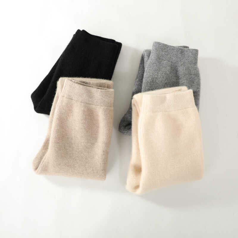 秋冬季儿童纯羊绒裤男女童羊毛裤子中大童宝宝收腹裤厚款毛线裤