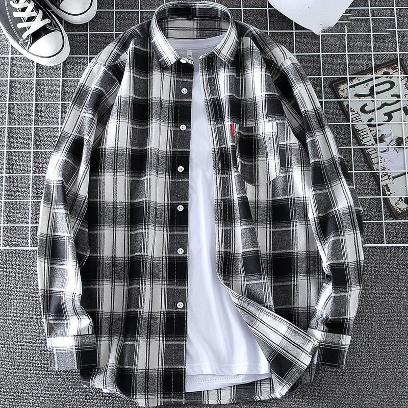 格子衬衫男长袖春秋季休闲磨毛外套男潮流上衣时尚百搭大码爸爸装,男装,衬衫,淘宝优惠券,粉丝福利购,淘宝优惠卷
