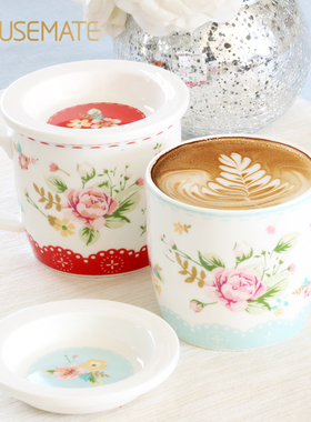 陶瓷杯早餐杯马克杯日式带盖牛奶杯咖啡杯水杯水杯 情侣杯泡茶杯