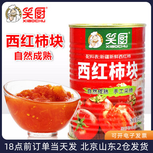 新鲜自然无低脂添加熟番茄酱膏去皮 新疆笑厨西红柿块丁罐头400g