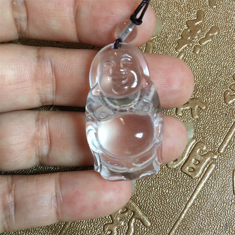 缅甸天然水沫玉站弥勒佛吊坠