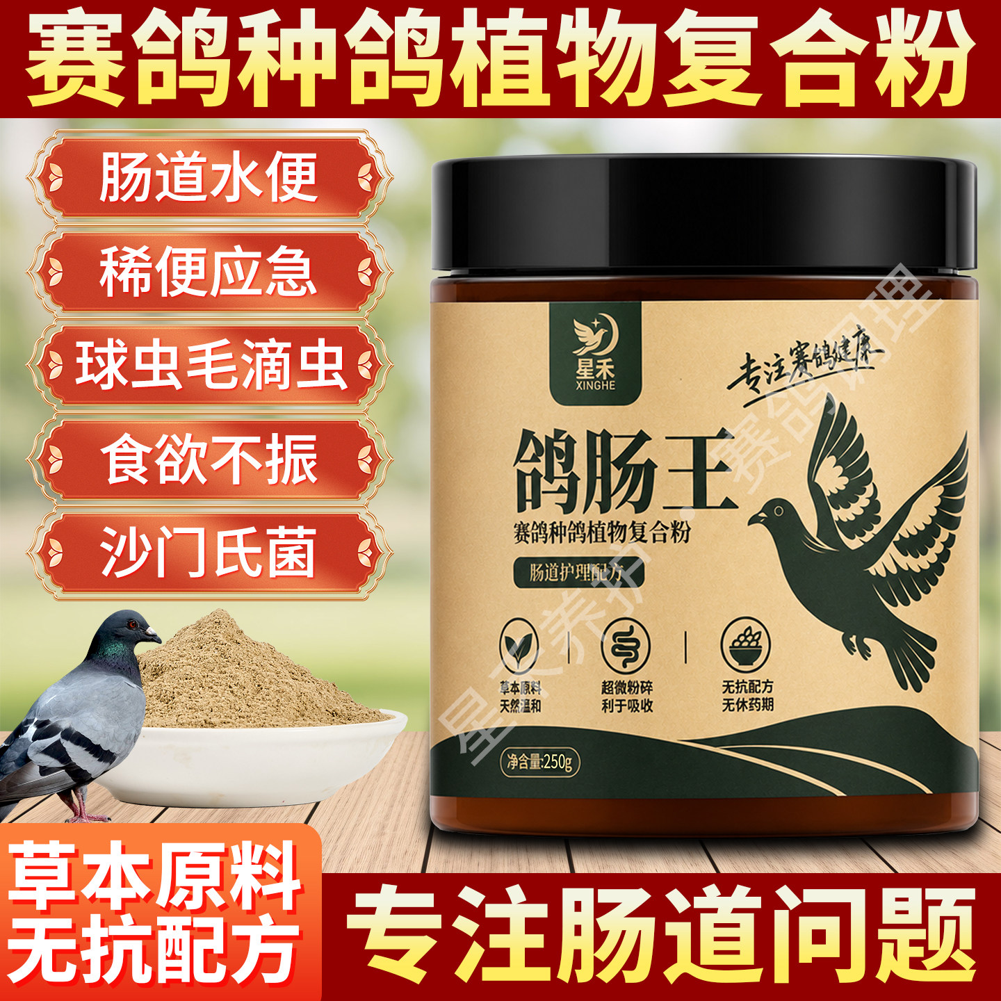 星禾鸽肠王中药粉赛鸽肠道调理