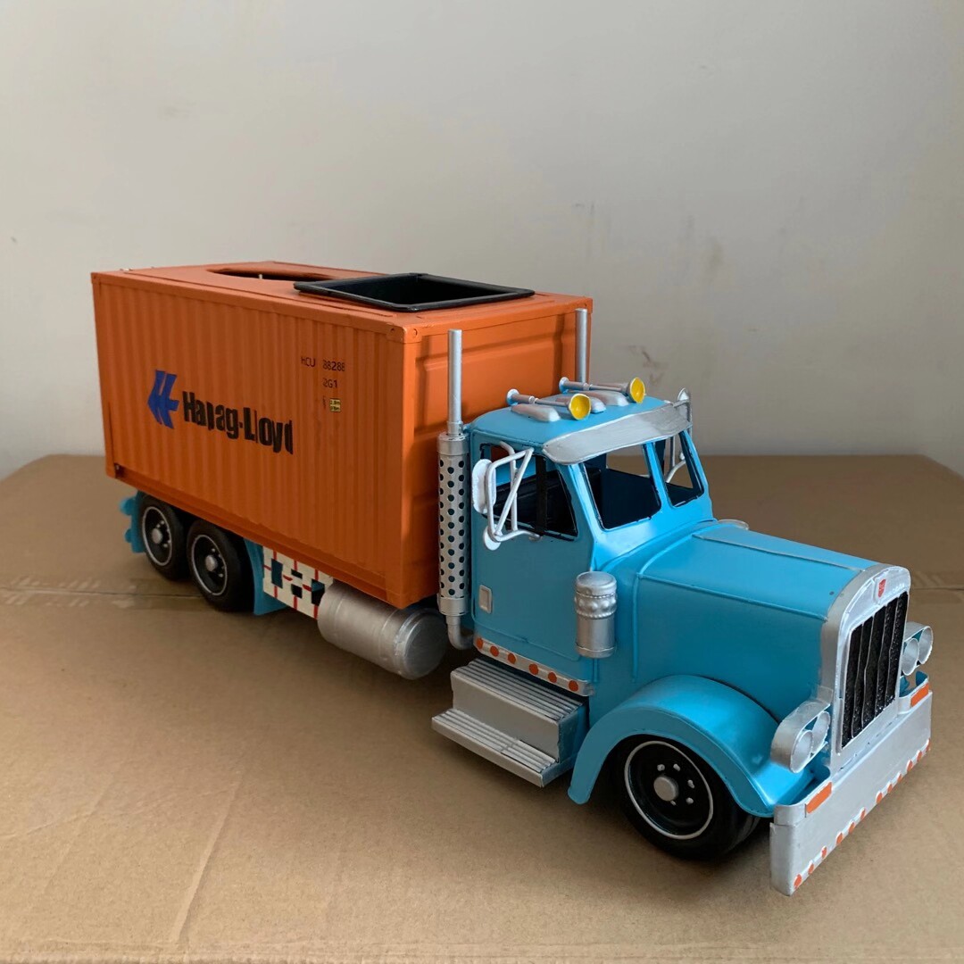 美式卡车模型厢式货车纸巾盒抽纸盒存钱罐储蓄罐集装箱男孩房摆件