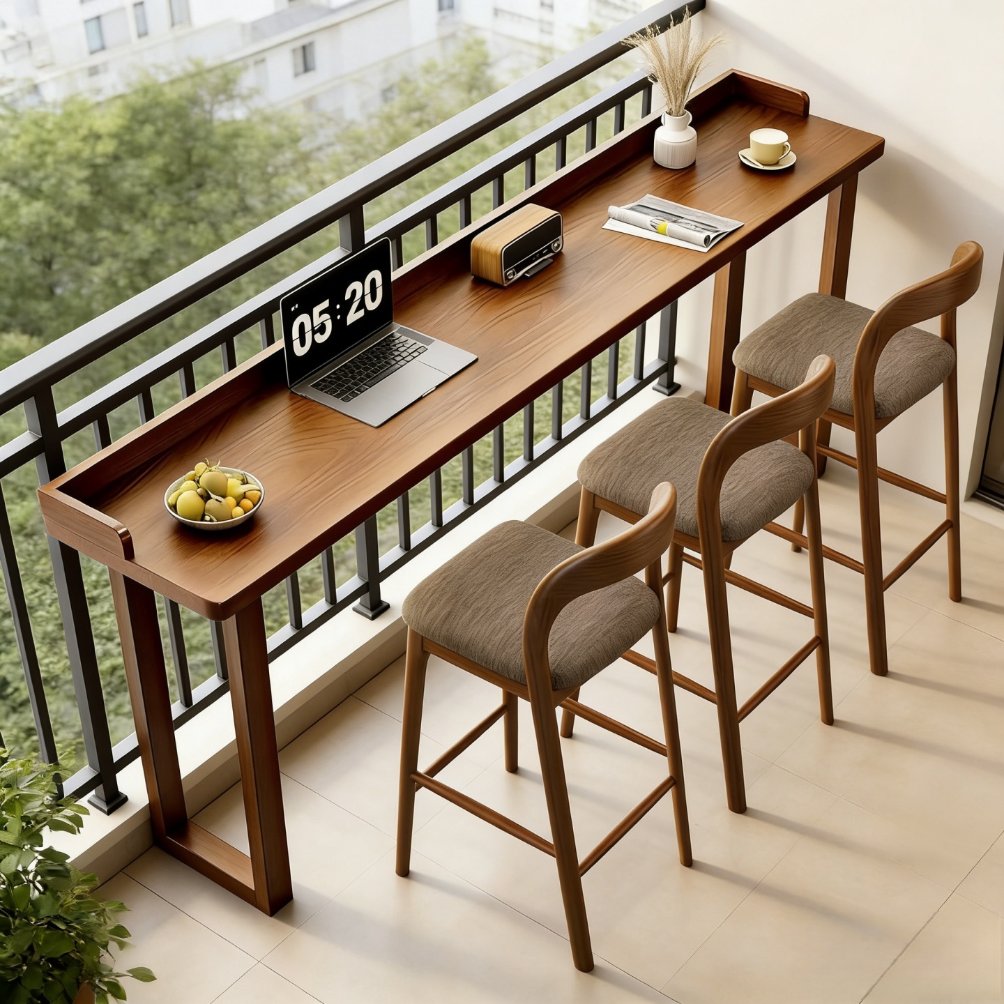 实木吧台桌家用阳台高脚桌椅靠窗长条桌休闲窄桌奶茶店咖啡厅桌子