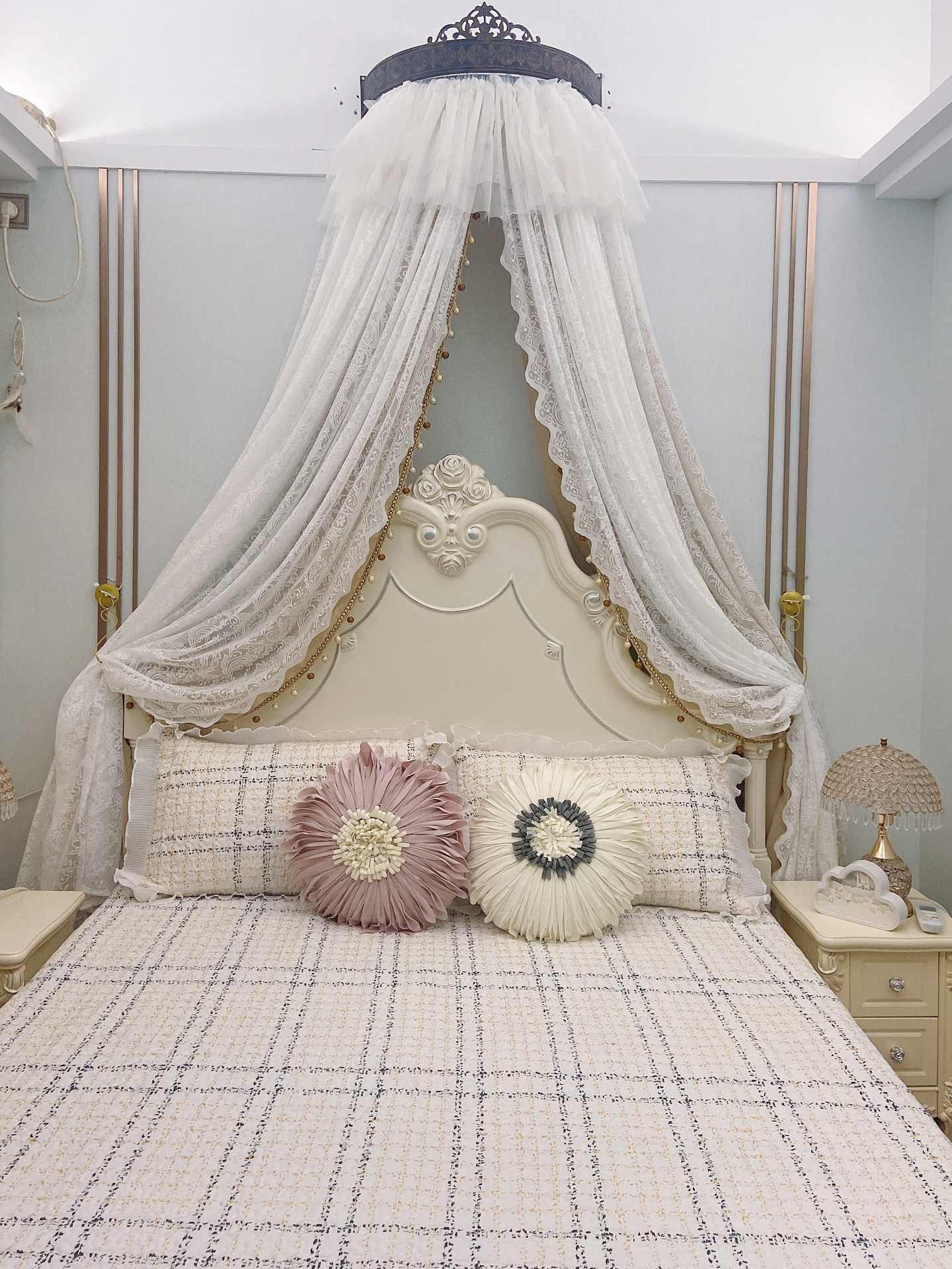 French Style Bed Canopy Elegant Decorative Bed Drapery - Taobao product photo 3