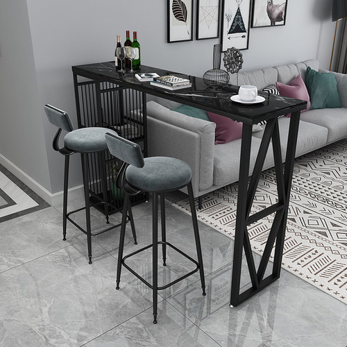 北欧客厅隔断高脚桌大理石吧台桌