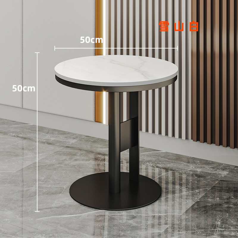 意式轻奢沙发边几岩板角几北欧简约圆形床头边柜小茶几组合小边桌