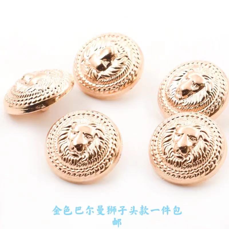 高档金属通用巴尔曼金色狮子头纽扣百搭圆形装饰衬衫西服大风衣裙
