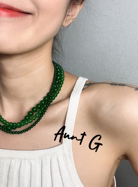 复古国风锁骨链绿色玉髓