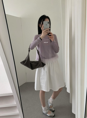 eternal.西子春夏新款韩系网纱背心同色系假两件长袖小衫  50238#