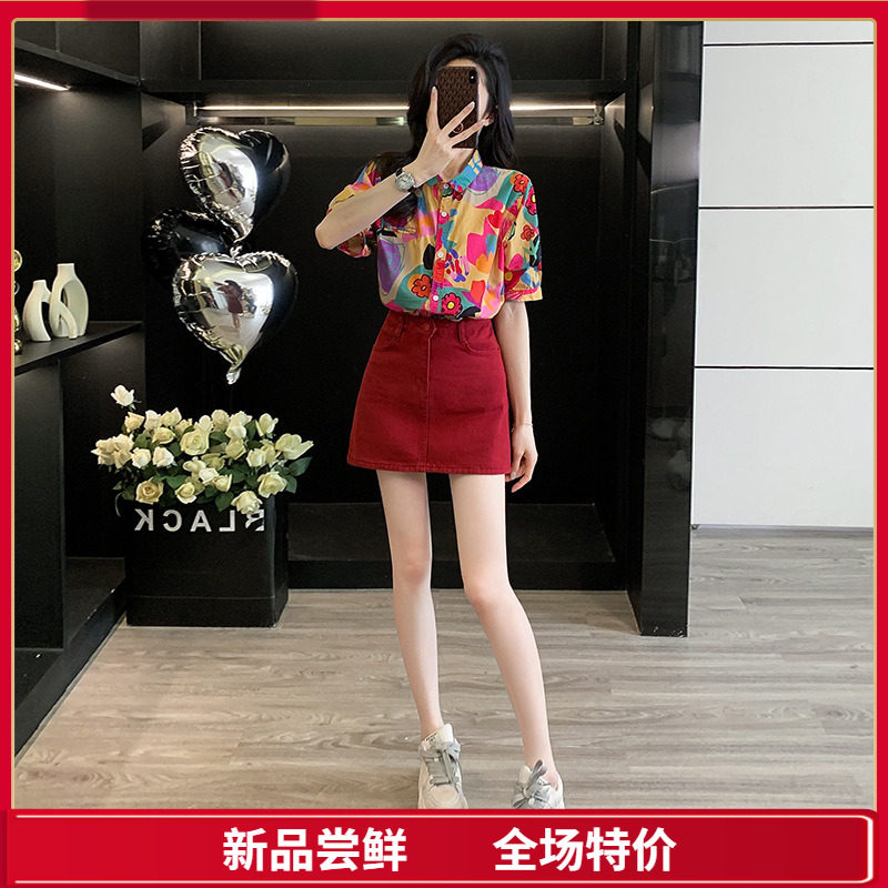 网红洋气炸街女装小个子精致套装独特漂亮小衫短袖上衣包臀短裙子