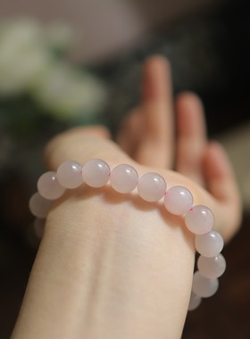 天然和田玉藕粉10mm圆珠单圈