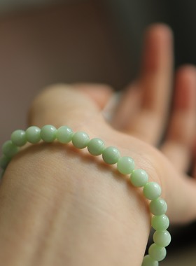 天然和田玉6mm黑羊洞圆珠单圈 简约精美礼物细腻手串 货号15029