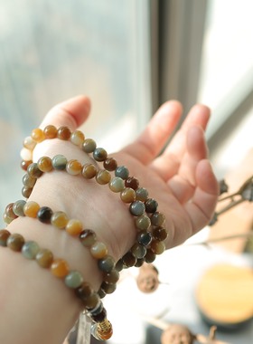 天然和田玉8mm楼兰圆珠多圈精致百搭   货号16227