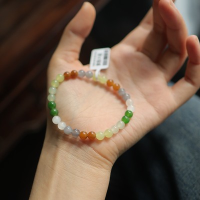 天然和田玉6mm多彩圆珠手串