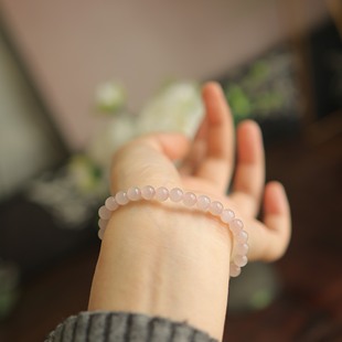 特价 减龄 款 精致 货号14983 手串 天然和田玉6mm藕粉圆珠单圈