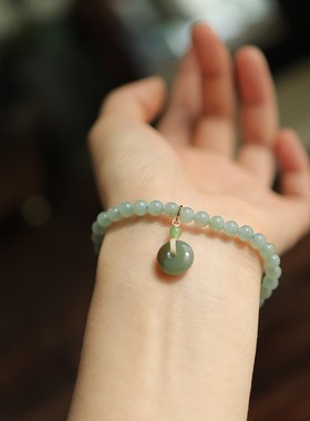 天然和田玉且末蓝5mm圆珠单圈