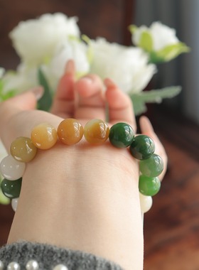 天然和田玉12mm多宝圆珠单圈手串精致百搭 朋友亏出~   货号15872