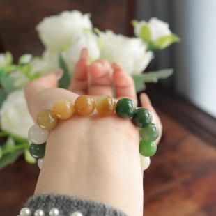 天然和田玉12mm多宝圆珠单圈手串精致百搭 货号15872 朋友亏出