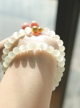 天然和田玉8mm圆珠锁骨链+925银精致百搭   货号16198