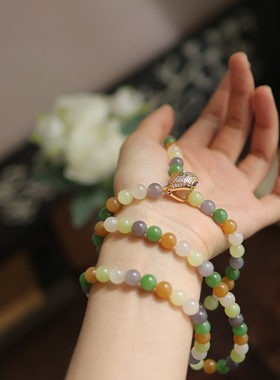 天然和田玉8mm圆珠多圈手串