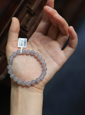 天然和田玉烟紫圆珠单圈手饰